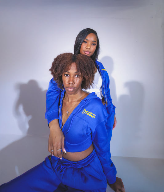 Blue Women's Cropped Hoodie Set